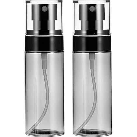 2 botellas pequeñas de plástico negro con pulverizador - 80 ml - mini botellas de plástico recargables con pulverizador para perfumes y productos de limpieza. (1/5)