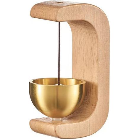 Sonnette magnétique en bois recouverte de dopamine, sonnette d'entrée en laiton auto-adhésive, adaptée aux portes d'entrée commerciales, de bureaux, de maisons et de jardins. (1/3)