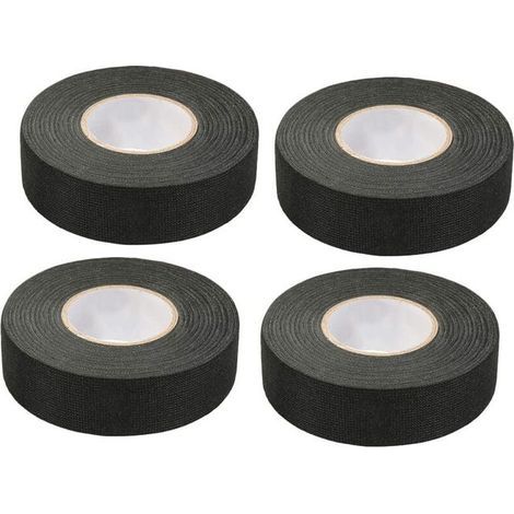 4 Pièces Noir Ruban Adhésif Auto (1.5 cm x 15 m) - Ruban Chiffon de Voiture, Ruban Adhesif Haute Temperature, Scotch Noir Resistant, Scotch Tissu (1/4)