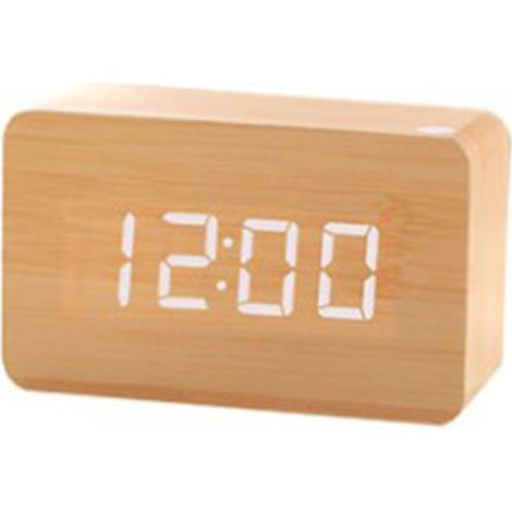 Reloj despertador digital LED pequeño, reloj de pie con indicador de fecha y temperatura, 3 niveles de brillo ajustables, control por voz, 2 modos de visualización.