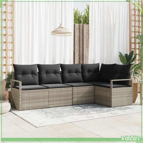 Ensemble de canapés - FAFEICY - Modulaire - Gris clair - Poly rotin - Résistant aux UV (1/5)
