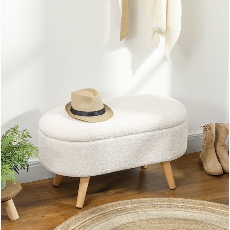 Panca contenitore 82 x 41 x 45 cm con coperchio, portata max. 120 kg, bianco DESVIAE (1/5)