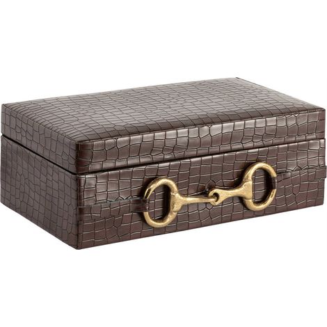 Boîte de rangement effet croco brun foncé - brun foncé (1/5)