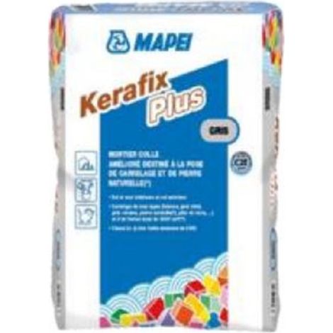 Mapei – Mortier colle KERAFIX PLUS gris – Colle en poudre pour carrelage et pierre naturelle – 25 kg – Température d'application +5°C à +35°C
