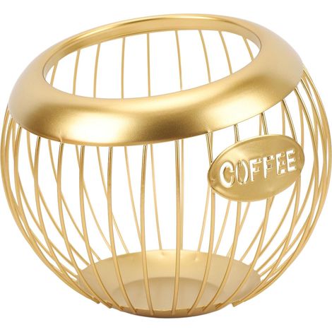 1 Panier de rangement, alliage d'aluminium, compact, doré, pour dosettes de café (1/4)