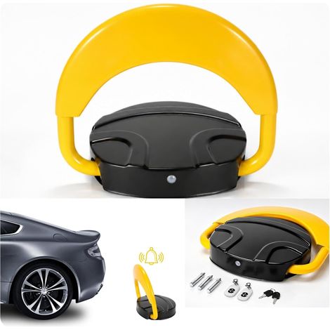 Barrière de parking avec 2 télécommandes - Barrière de parking pliable livrée avec 2 clés - Poteau de stationnement à 180° - Portée de la télécommande - 20 m - Barrière de parking électrique (1/5)