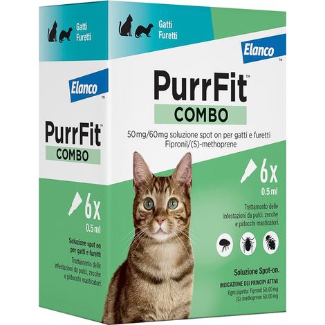 ANTIPARASSITARIO 'PURRFIT COMBO' gatti/furetti - 6 pipette ml 0,5  - ELANCO