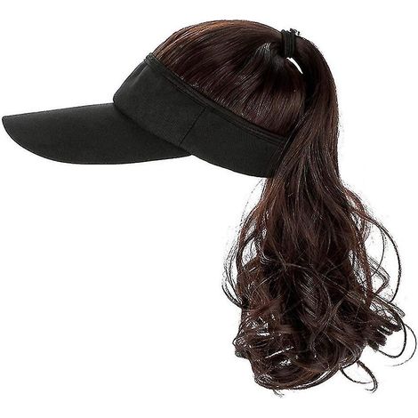 Outdoor-Perücke mit Haaren, Pferdeschwanzperücke, Baseballkappe mit Haaren, gewellte braune und schwarze Perücken für Damen (1/5)