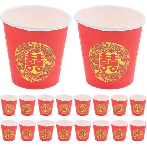 Lot de 100 gobelets en papier jetables de style chinois traditionnel, parfaits pour les fêtes de mariage.-5.00X5.00X5.00CM-Red