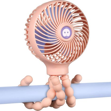 Mini ventilateur de poussette, ventilateur de bureau portable personnel, ventilateur de poche pour lit bébé/siège auto avec batterie rechargeable USB pour bureau/chambre de bébé/extérieur (1/5)