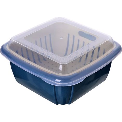 Ahlsen Colador de cocina plegable Ramen, colador de silicona plegable, colador de cocina plegable, cesta coladora plegable, perfecto para pasta, verduras, frutas (azul oscuro) (1/5)