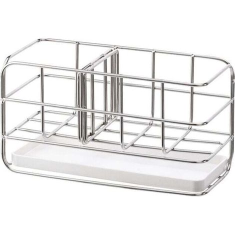 Porte-éponge en acier inoxydable 304, multifonctionnel pour évier de cuisine, organisateur d'évier, plateau égouttoir à vaisselle, porte-savon, panneau de suspension réglable (1/4)