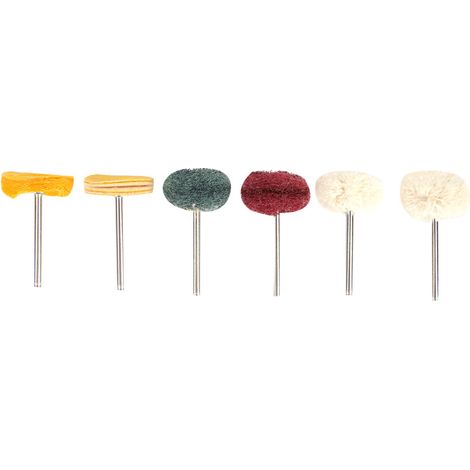 Ortviai Lot de 6 tampons de polissage cylindriques T pour mini-perceuse, tige inox 3 mm, diamètre 25 mm (1/5)