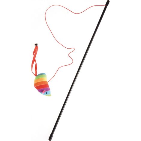 Arcobaleno - Stuzzicagatto con topo in peluches per gatti 46 cm (1/2)