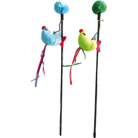 Set 2 pezzi Gioco Gatto Bacchetta Bird assortito 45cm.