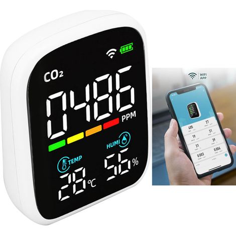 Détecteur de qualité de l'air intelligent Tuya 8 en 1, détecteur multifonctionnel avec réglage automatique de la luminosité et chargement USB (1/5)