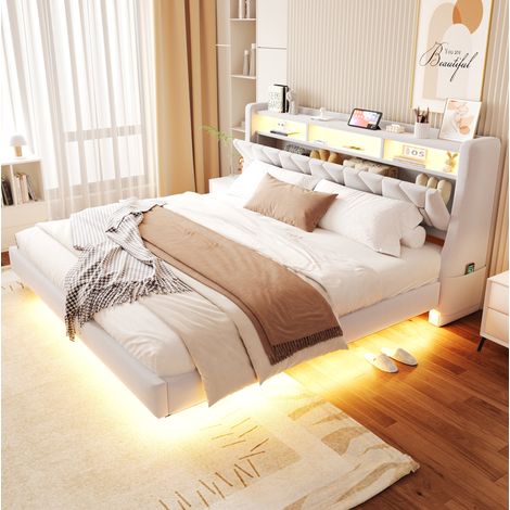 Polsterbett 180x200 mit LED, Stauraum und Ladefunktion OKMYHOME (1/5)