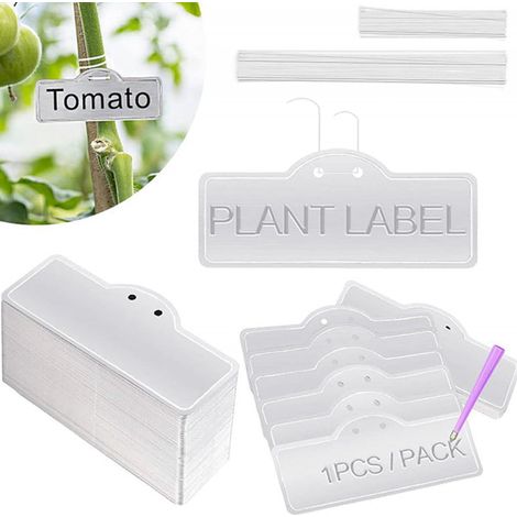 50 étiquettes pour plantes en aluminium avec fil métallique, étiquettes double face étanches pour l'étiquetage des plantes, arbres et serres (1/5)