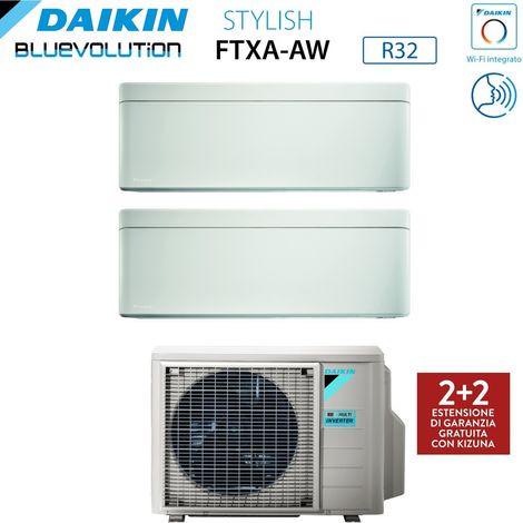 Daikin Bluevolution Dual Split Inverter-Klimagerät Serie STYLISH WHITE 9+12 mit 3MXM52N R-32 Wi-Fi Integrated 9000+12000 Farbe Weiß - Italienische Garantie