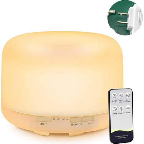 Diffuseur D'arômes - 500 Ml - Ultrasonique - Avec Télécommande Et Minuterie - Pour Chambre Bureau Spa - 1 Pièce (1/5)