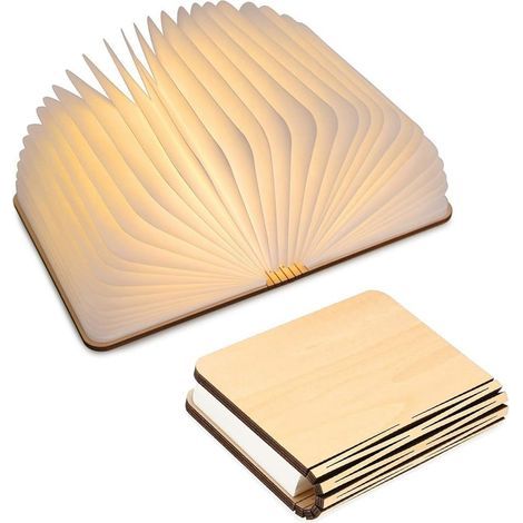 Lampe de lecture LED rechargeable USB, lampe de lecture magnétique LED en bois, pliable (beige) [Classe énergétique A] (1/5)