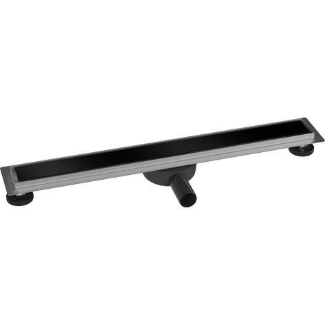 BERNSTEIN - Caniveau de douche à l'italienne Acier inox avec Siphon, Drain de cabine Filtre anti-odeurs - FlexGL01-3 - Verre noir - 70cm (1/3)