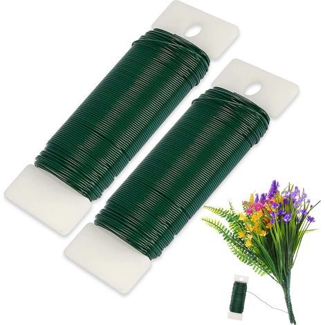 Fil Floriste - Fil Vert Souple 0,7 mm - Pour Couronnes de Noël, Guirlandes de Mariage, Arrangements Fleuris DIY - 2 Rouleaux de 38 Yd (1/5)