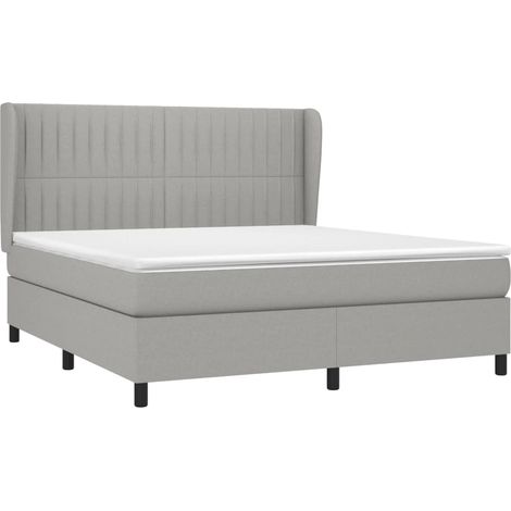 Sommier à lattes de lit avec matelas Gris clair 180x200cm Tissu vidaXL (1/5)