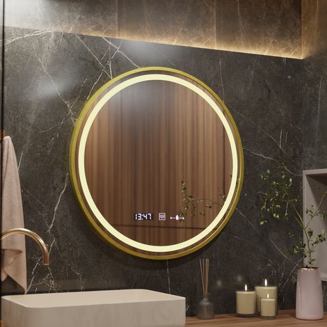 Miroir LED Rond 70 Desembuage Horloge et Thermometre Gradable (1/5)