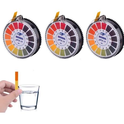 3 strisce reattive per il test del pH su un rotolo, intervallo di misurazione 0-14, indicatore di pH, carta indicatrice universale, facile da leggere, 1 rotolo da 5 m. Per il test dell'acidità. (1/5)