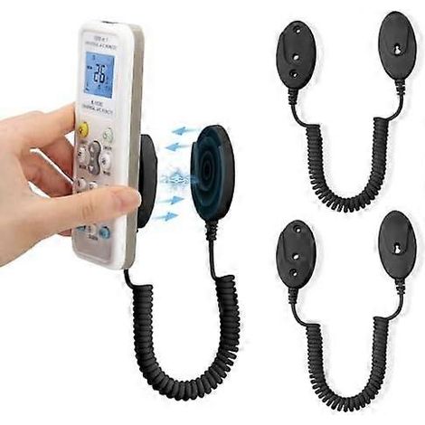 Lot de 2 supports magnétiques pour télécommande avec cordons à ressort : fixation murale, adhésifs, anti-perte, sécurisés. (1/5)