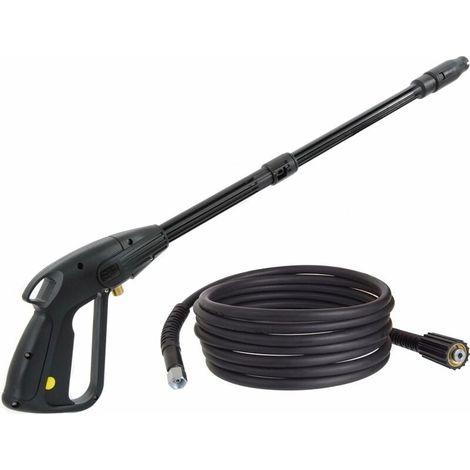 Hochdruckreinigerpistole M22x1,5, 14 mm Schaft, mit 5 m Schlauch – Zubehör für Hochdruckreiniger, verstellbare Lanze, Spindelanschluss (1/4)