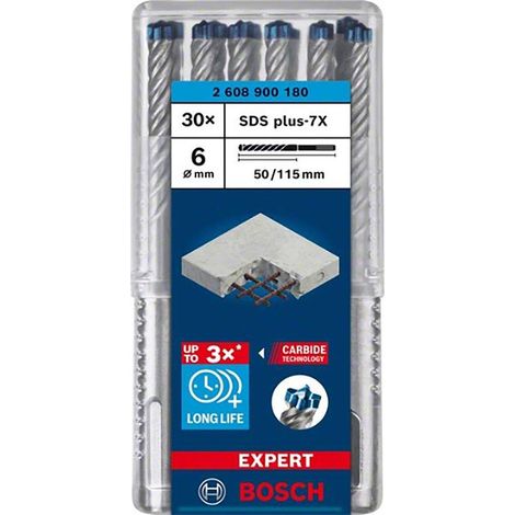 Broca para martillo EXPERT SDS plus-7X de 6 x 50 x 115 mm, 30 unidades