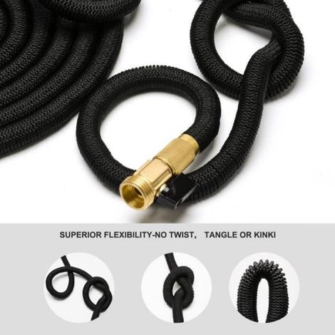 Tuyau d'arrosage - Noir - 25FT - Extensible - Pulvérisation Gun - Arrosage de jardin (1/4)