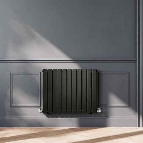 ELEGANT 600 x 748mm Black Horizontal Radiator Designer Double Panel Flat Panel Rads (1/5)