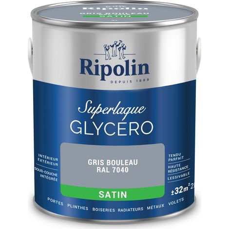 Ripolin – Peinture glycéro 2en1 satin 2L – Gris clair RAL 7035 – Haute résistance aux chocs et rayures – Pour bois et métal