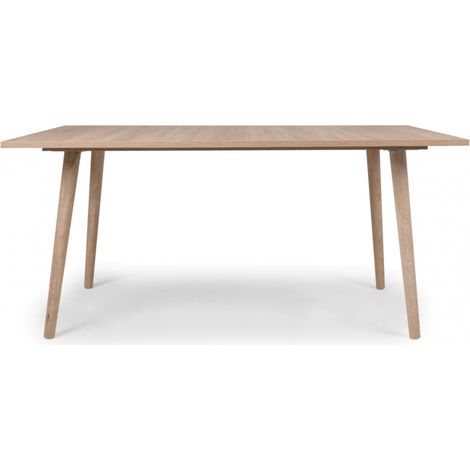 Abitare – Table de salle à manger 160x90 cm chêne clair – 4 à 6 places – Panneaux mélaminés et pieds en bois massif – Installation facile (1/3)