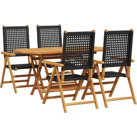 Garten Essgruppe 5 pcs Schwarz Massivholz Akazie