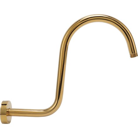 S-förmiger Duscharm aus Edelstahl mit NPT-Flansch und Duschkopfverlängerungsarm in glänzendem Gold (1/5)
