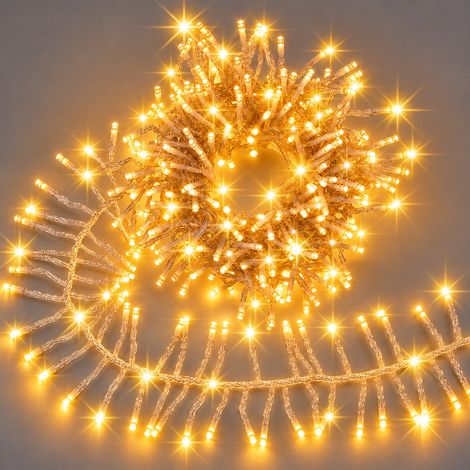Catena Luminosa Millepiedi 2000 LED 30 Metri Luce Calda 1600 Fissi 400 Flash Cavo Trasparente IP44 Timer 36V per Albero di Natale (1/5)