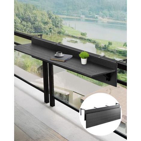 Table Suspendue Balcon, 1500 x 450 x 240 mm, Table de Bar Pliante pour Balustrades de Balcon d'Extérieur, avec Plateau 1500 x 300 mm, Installation Facile, pour Garde-corps de Patio Terrasse (1/5)