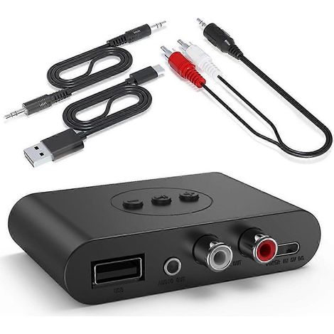 Récepteur audio Bluetooth 5.3, NFC, clé USB, adaptateur audio stéréo sans fil RCA 3,5 mm AUX USB (compatible voiture) (1/5)