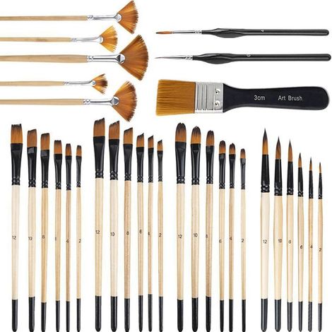 Brush - Stencil Brush - Fineliner Brush - For Watercolor Gouache Oil Painting - 32 Pieces (1/4)