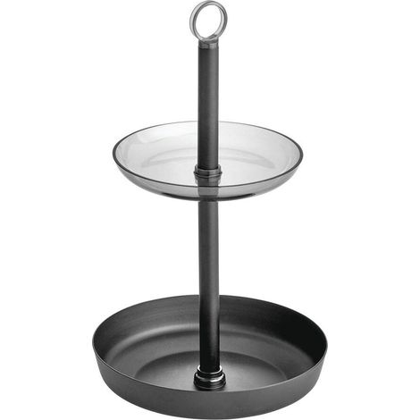 étagère Salle de Bain, Rangement cosmétiques à Deux étages en Plastique et métal, Noir Mat, Acier, 15,2 cm de diamètre x 25,6 cm (1/3)
