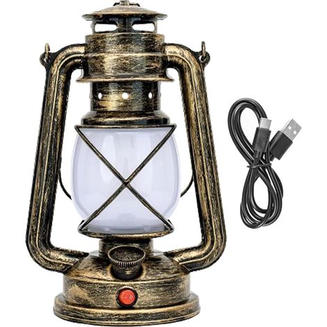 Lanterne de camping, lampe de tente, 3 modes d'éclairage rétro, flamme de cheval, respiration constante, lampe LED rechargeable de type C pour extérieur, randonnée, pannes de courant intérieures (1/5)