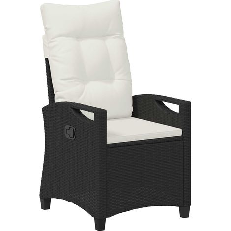 Reclining Garden Chair Black and Cream 56 x 60 x 112 cm vidaXL