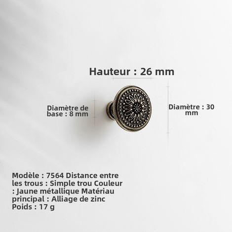 Schrankschrankgriff im europäischen Retro-Stil, hängender Ring aus Zinklegierung mit gravierten Mustern, Möbel- und Schubladenbeschläge in antikem Gold und Silber, 10er-Pack (Modell Lackiert Gelb 7564