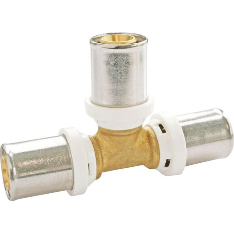 Té à sertir pour tube multicouche Ø16 - Raccordement facile et rapide, compatible avec profils U, H, TH - Norme NF 545 - Sécurité d'étanchéité et contrôle visuel (1/5)