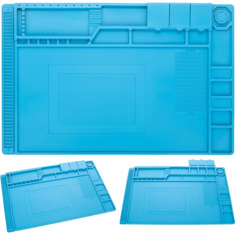 Tapete de Soldadura Silicona 450 x 300 mm – Resistente Hasta 500°C  ESD 5 mm Antideslizante Organizador Tornillos Regla  Para Reparacion Electronica (1/5)