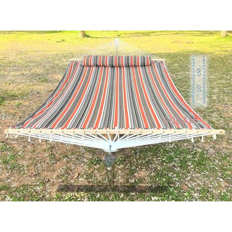 Doppelhängematte mit gepolstertem Stoff und Trennstangen, länger und strapazierfähiger, hochwertige Hängematten für drinnen und draußen auf der Terrasse.